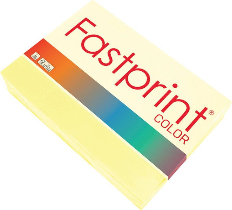 FastPrint Quantore Kopieerpapier A4 80gr kanariegeel 500vel Pak a 500 vel 5 stuks