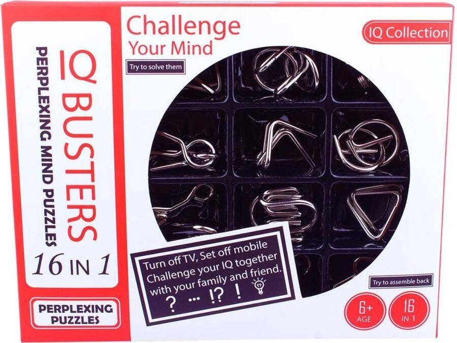 Fat Joe IQ puzzel 16 stuks Metaal Breinbrekers