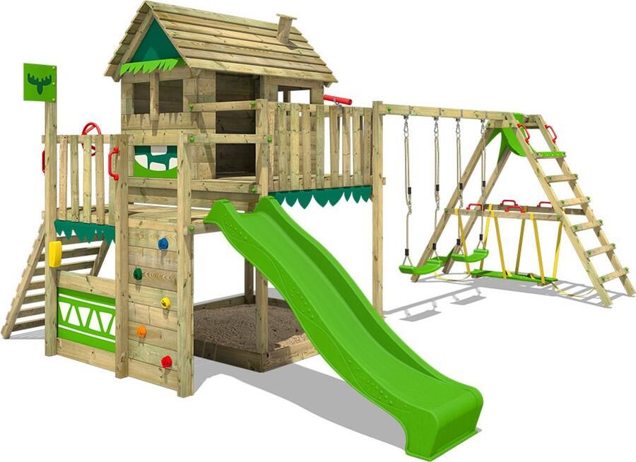FATMOOSE Speeltoestel met speelhuisje MightyMansion Move XXL met SurfSwing