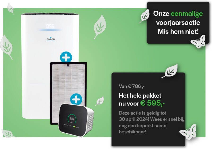 Faton FA950V Bundel Luchtreiniger FA7000 Luchtkwaliteit Sensor Extra Filtersset