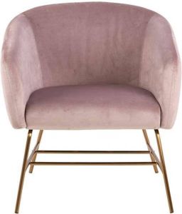 Woonexpress Fauteuil Bussel Roze Velvet Velours Roze 76x72x67cm (hxbxd)