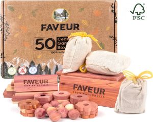Faveur Cederhout Tegen Motten Anti Mottenballen Duurzame Mottenval Bestrijden Anti Mot Ringen Bescherming Ceder Plank Vochtvreter Premium Set 50 Stuks