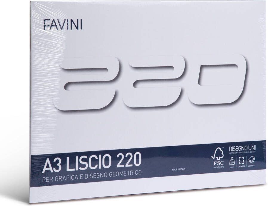 Favini Tekenblok A3 220 gr Glad Wit