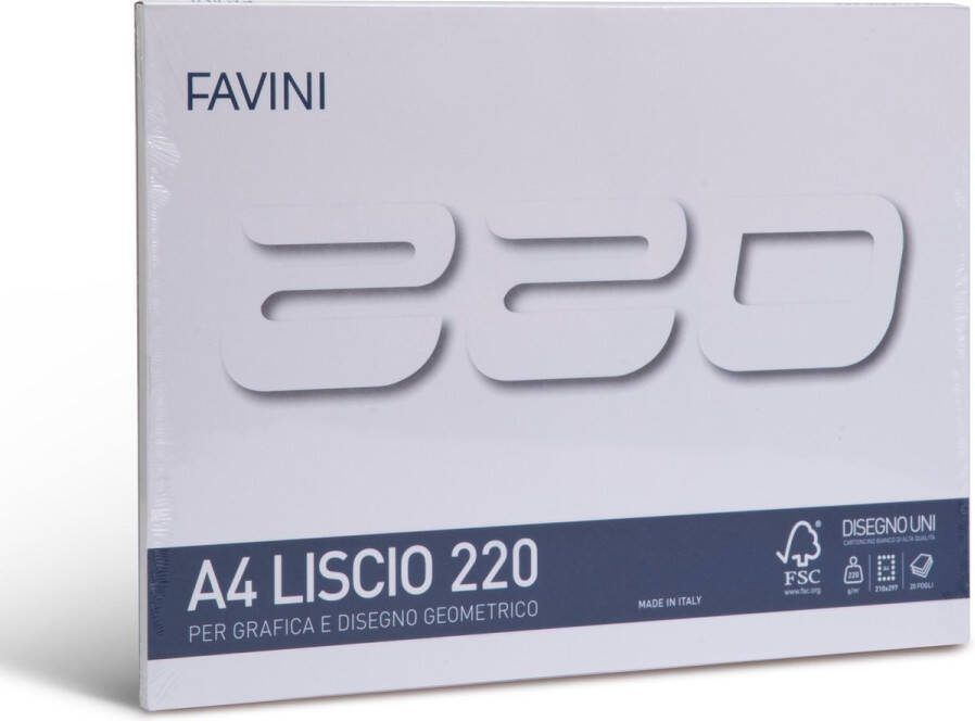 Favini Tekenblok A4 220 gr Glad Wit