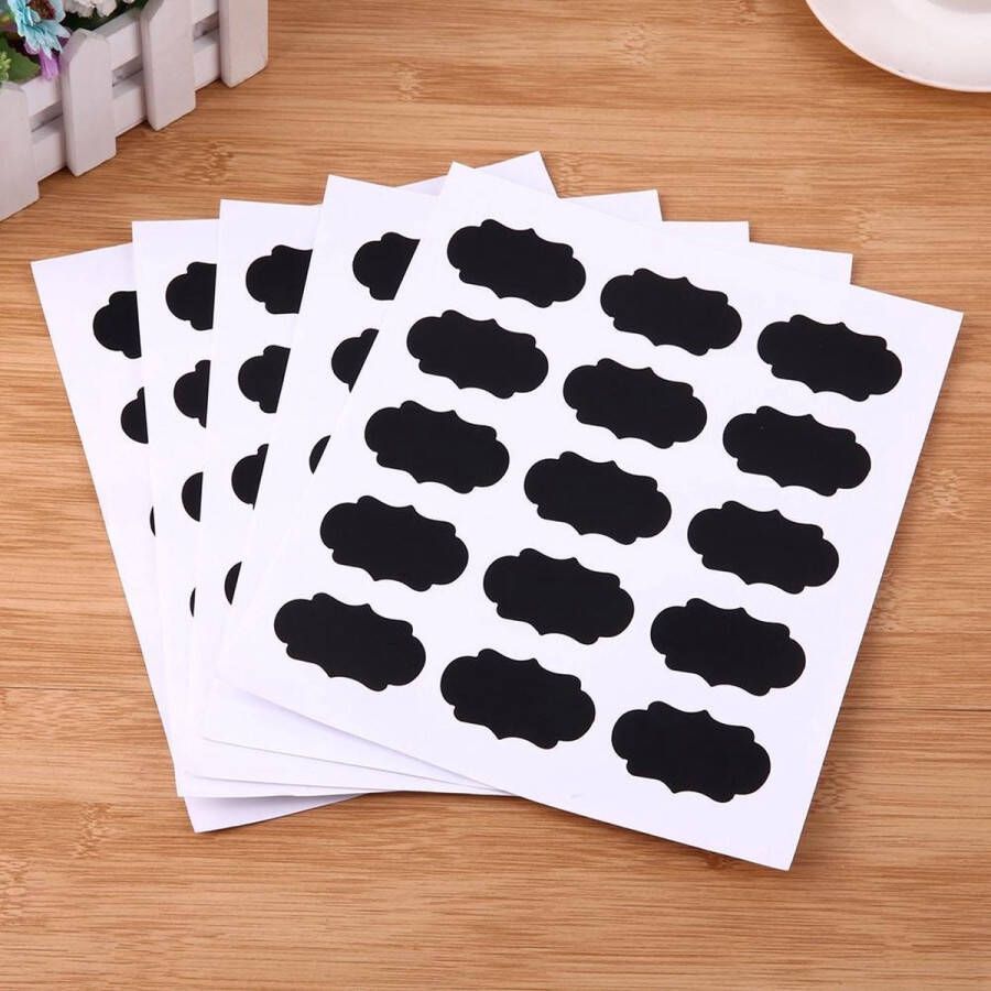 Favorite Things 75x Schoolbord stickers voor potten glazen bekers etc + gratis krijtstift| Zwarte krijtbord etiketten Herbruikbare labels