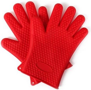 Favorite Things Siliconen ovenhandschoenen met hartjes patroon rood rode ovenwanten BBQ handschoenen set van 2