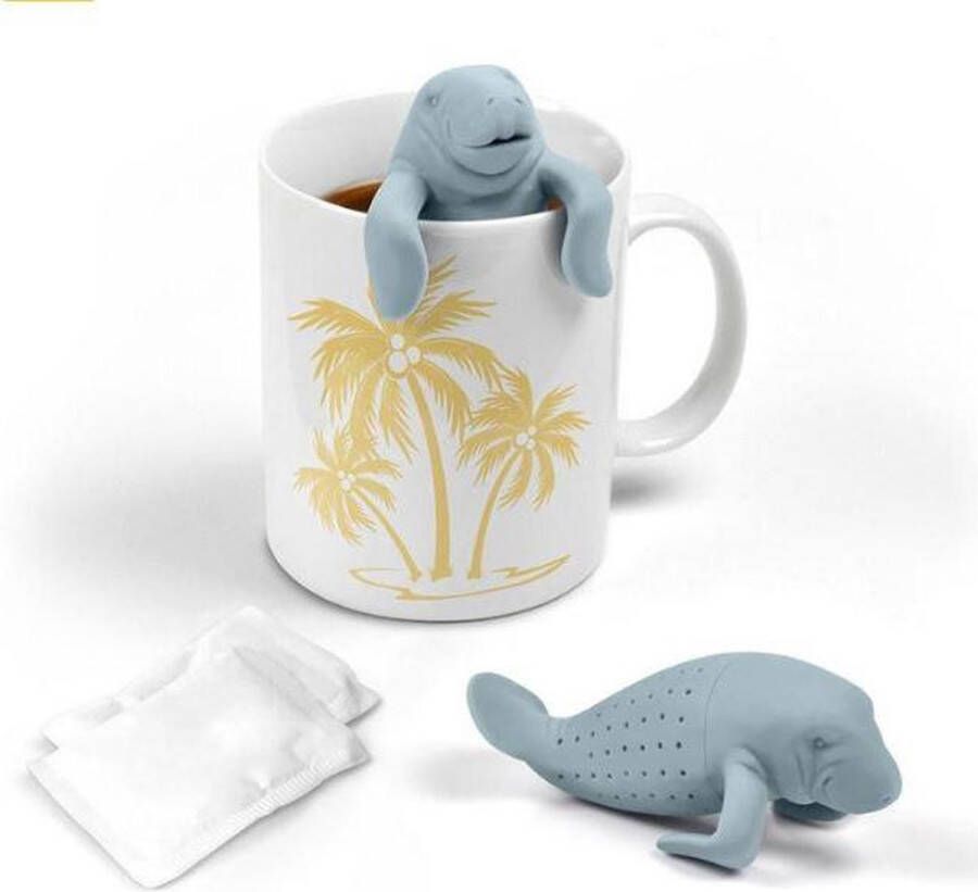 Theezeefje in de vorm van een zeekoe lamantijn Tea infuser 'Manatea' Siliconen thee-ei 'walrus