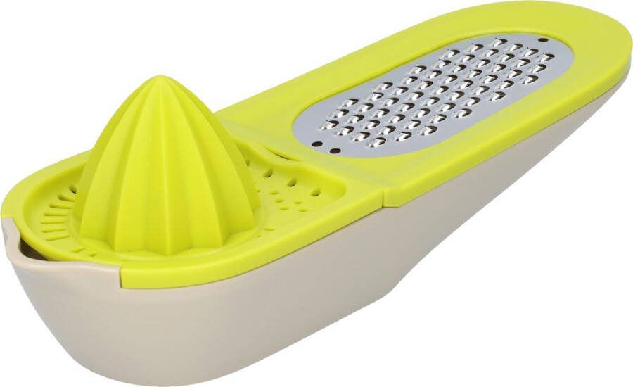 FB Pro 2-in-1 Citruspers en Rasp met Opvangbak Handmatige Citroenpers Compacte Fruitpers Vruchtenpers Handig en Compact 2-in-1 Design