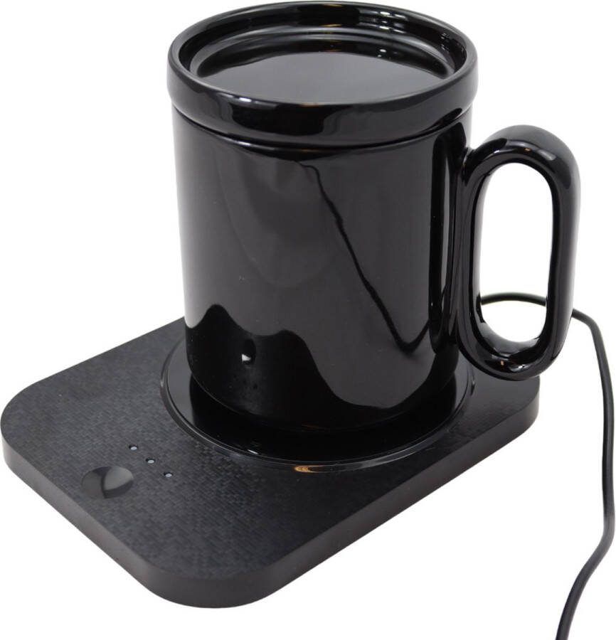 FB Pro Cup Warmer Mug warmer Warmhoudplaat voor je Koffie of Thee Mok Verwarmer met 3 Standen Inclusief Kopje met Deksel van 350ml Leuke gadget om te geven!