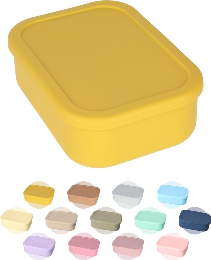 FB Pro Flex Lunchbox Buigbaar! Diepvriesbakjes Geschikt om in te Vriezen Buigbare Siliconen Bentobox 800ml BPA-vrij! Geel