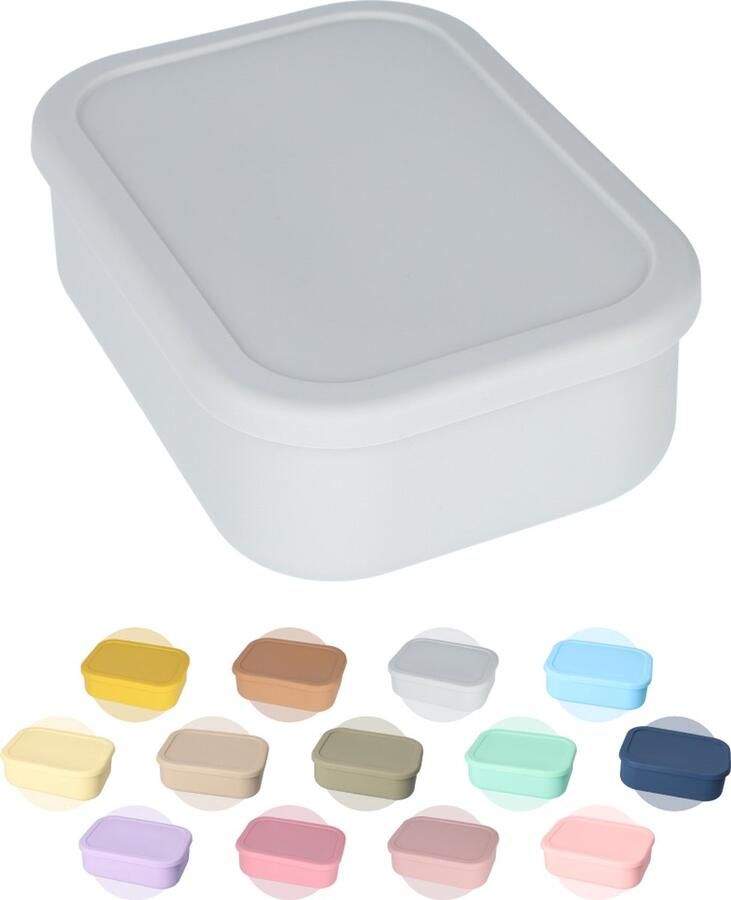 FB Pro Flex Lunchbox Buigbaar! Diepvriesbakjes Geschikt om in te Vriezen Buigbare Siliconen Bentobox 800ml BPA-vrij! Grijs