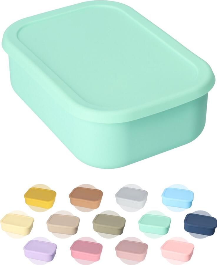 FB Pro Flex Lunchbox Buigbaar! Diepvriesbakjes Geschikt om in te Vriezen Buigbare Siliconen Bentobox 800ml BPA-vrij! Mint Groen