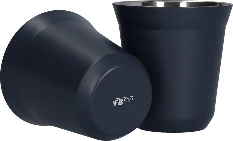 FB Pro RVS bekers in het donkerblauw Espresso kopjes Koffiebeker Coffee cup Drink Set Koffieservies RVS kopjes set van 2 Dubbelwandige bekers 160 ML