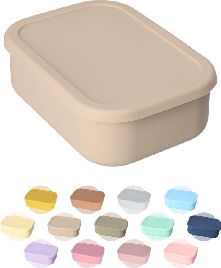 FB Pro Flex Lunchbox Buigbaar! Diepvriesbakjes Geschikt om in te Vriezen Buigbare Siliconen Bentobox 800ml BPA-vrij! Beige