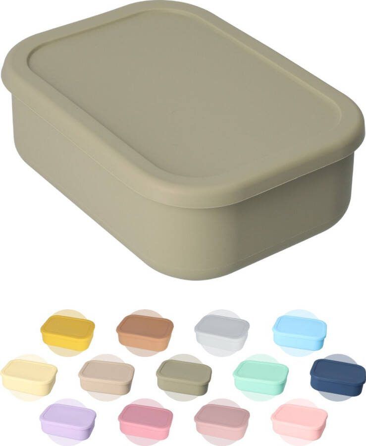 FB Pro Flex Lunchbox Buigbaar! Diepvriesbakjes Geschikt om in te Vriezen Buigbare Siliconen Bentobox 800ml BPA-vrij! Militair Groen