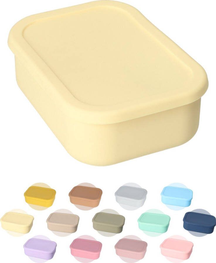 FB Pro Flex Lunchbox Buigbaar! Diepvriesbakjes Geschikt om in te Vriezen Buigbare Siliconen Bentobox 800ml BPA-vrij! Licht Geel