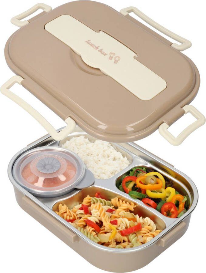 FB Pro Lunchbox Bentobox Broodtrommel Verschillende Delen Met Bestek Extra Groot