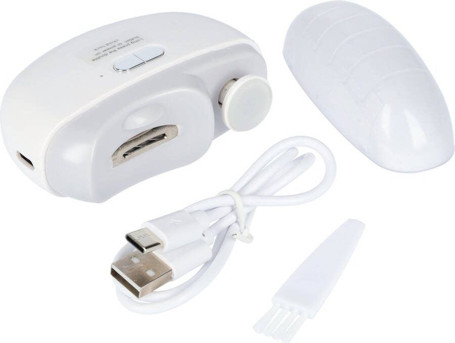 FB Pro Nagelknipper Nagellakker Met licht Multifunctioneel Opslag voor geknipte nagels Knippen en trim Gemakkelijk schoon te maken Elektrische nagelmachine Met Beveiliging USB-C oplaadbaar 2 Verschillende standen Wit