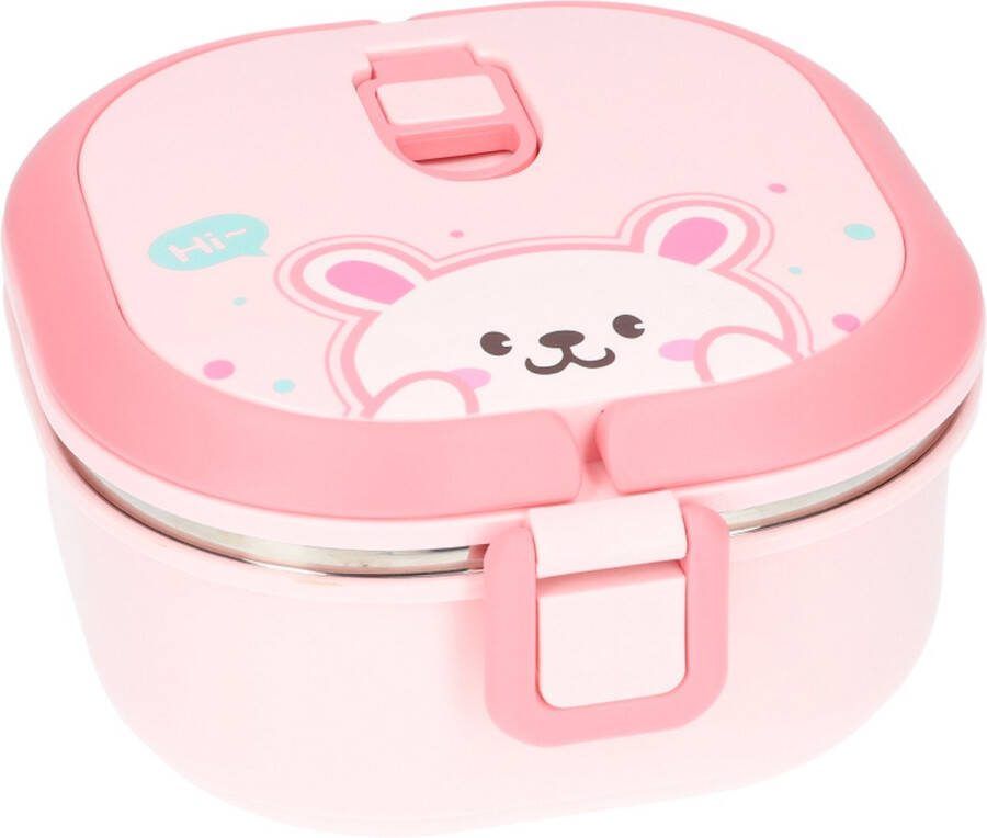 FB Pro Schattige lunchbox met lepel Lunchbox 700ml Roestvrij stalen lunchbox Luxe bentobox Luchtdicht en lekvrij Lunchbox Kinderen Ook te gebruiken als broodtrommel