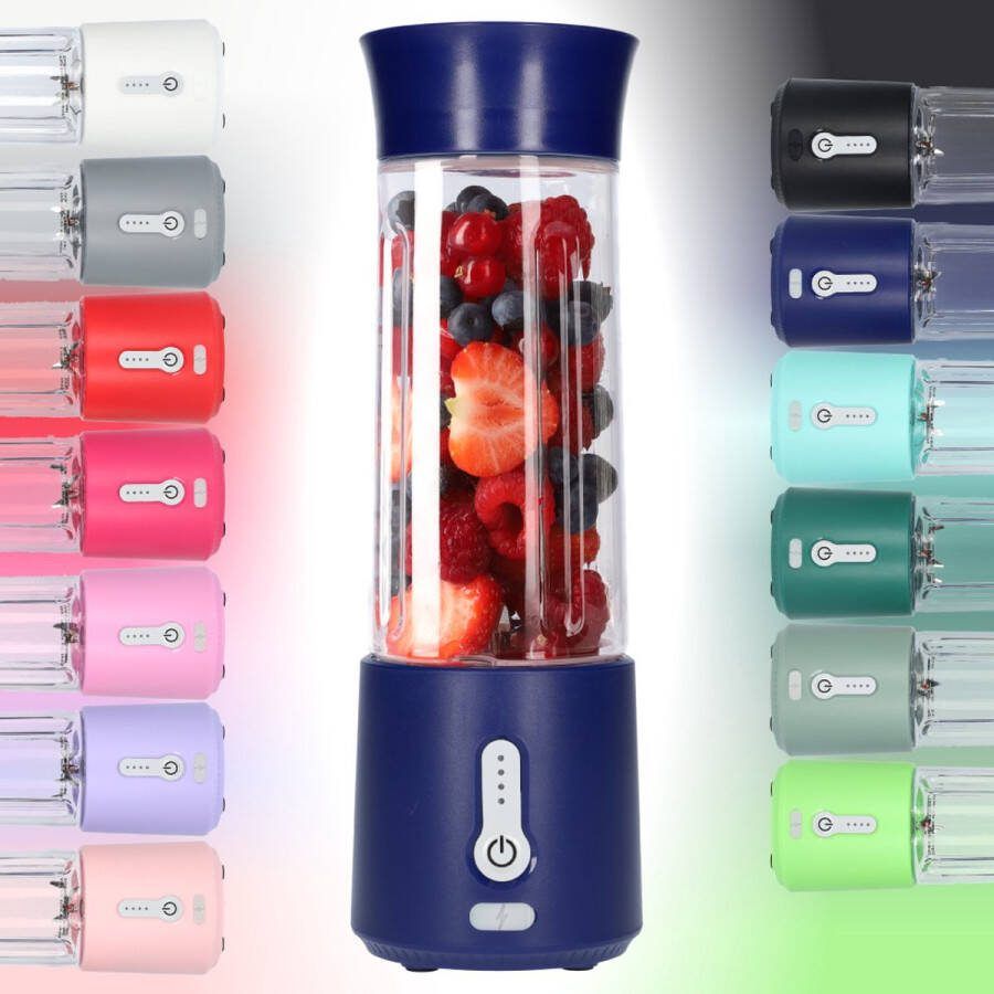 FB Pro Smoothie Maker Blender To Go Blender voor Smoothies Gezond Onderweg USB-C Oplaadbaar 500ml Donker Blauw