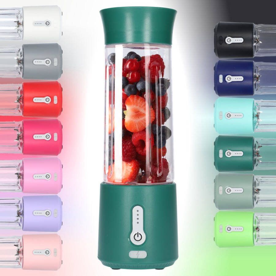 FB Pro Smoothie Maker Blender To Go Blender voor Smoothies Gezond Onderweg USB-C Oplaadbaar 500ml Donker Groen