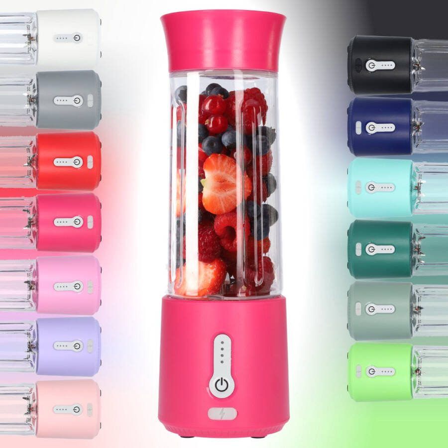 FB Pro Smoothie Maker Blender To Go Blender voor Smoothies Gezond Onderweg USB-C Oplaadbaar 500ml Hot Pink Roze