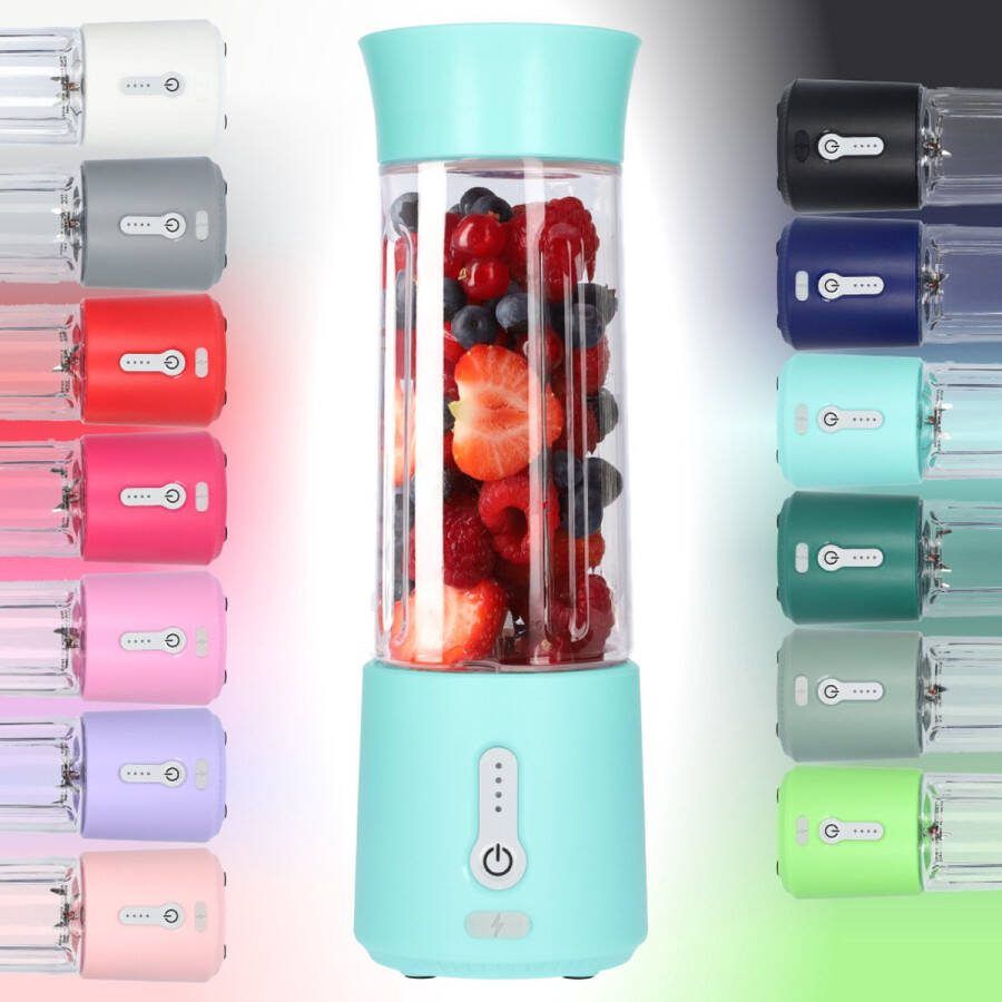 FB Pro Smoothie Maker Blender To Go Blender voor Smoothies Gezond Onderweg USB-C Oplaadbaar 500ml Licht Blauw