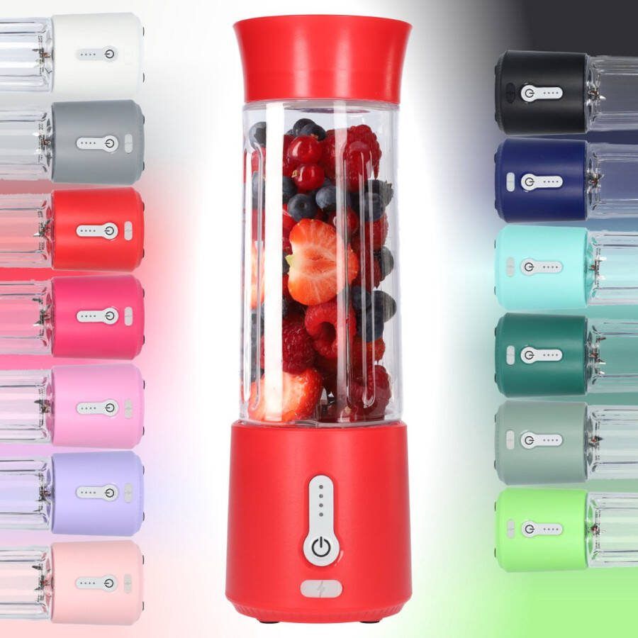 FB Pro Smoothie Maker Blender To Go Blender voor Smoothies Gezond Onderweg USB-C Oplaadbaar 500ml Rood