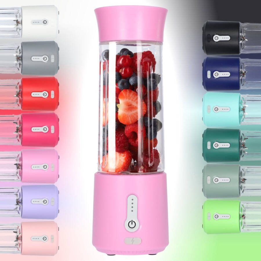 FB Pro Smoothie Maker Blender To Go Blender voor Smoothies Gezond Onderweg USB-C Oplaadbaar 500ml Roze
