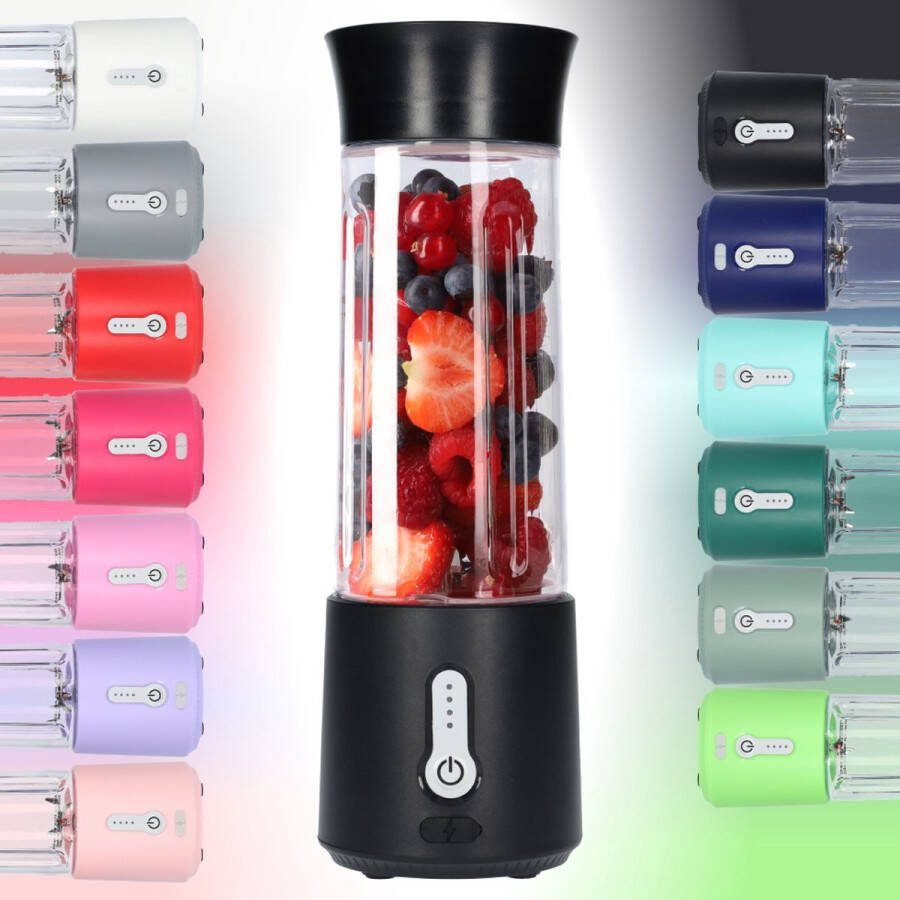 FB Pro Smoothie Maker Blender To Go Draadloos- Blender voor Smoothies Gezond Onderweg USB-C Oplaadbaar 500ml Zwart