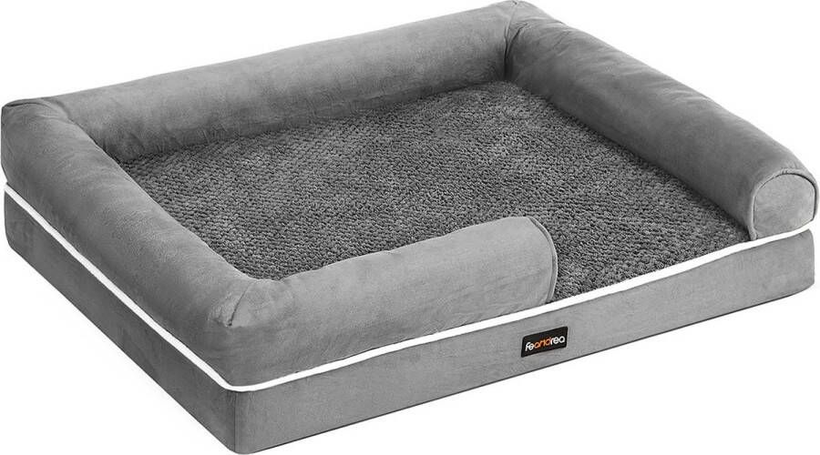 FEANDREA Orthopedisch Hondenkussen met Opstaande Randen 91 x 71 x 25 cm