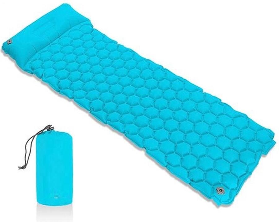 Fedec Luchtbed Met Hoofdsteun Kamperen Opbergzak 192 x 62 CM Blauw