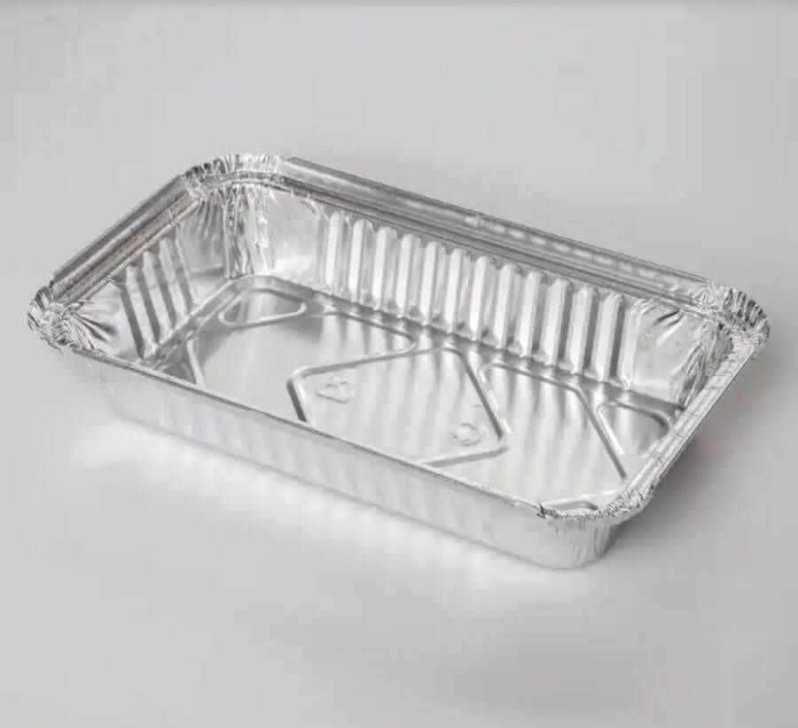 FEDINSA Rechthoekige aluminium wegwerp bakje 650ml 224x132x34mm per 100 stuks inclusief deksels Alu bakje Ideaal voor barbecue | Fitness | Take Away | Prep meal | Aluminium bakjes wegwerp | Aluminium bakjes met deksel | Aluminium wegwerp bakjes