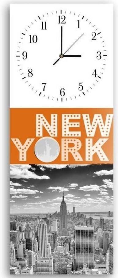 Feeby Trend24 Wandklok New York Muurklok Steden 25x65x2 cm Oranje