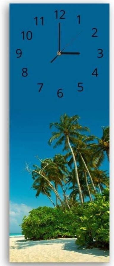 Feeby Trend24 Wandklok Tropisch Strand Muurklok Landschappen 25x65x2 cm Blauw