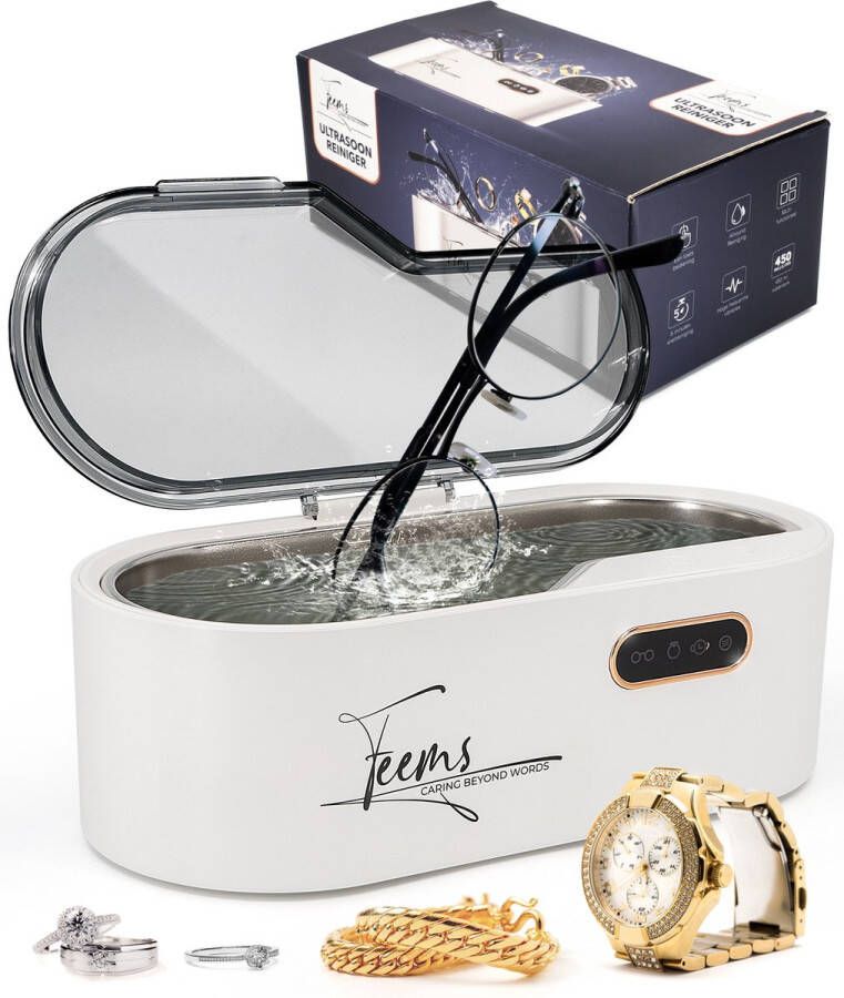Feem's Feem s Ultrasoon Reiniger 450ML 45000HZ Ultrasone Reinigingsapparaat 360 Graden Reiniging Portable Ultrasoonbad Geschikt voor Brillen Sieraden Horloges Kunstgebit