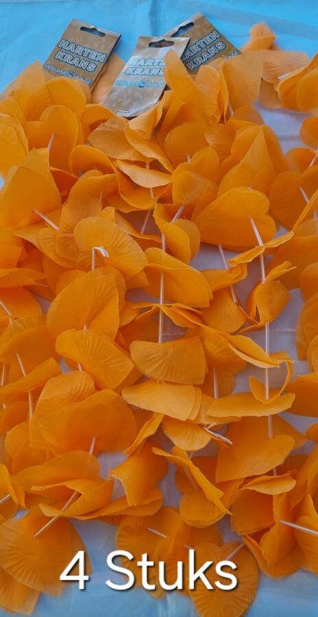 Feestwaren 4 x Oranje Hawaii krans in de vorm van Hartjes EK WK Nederland