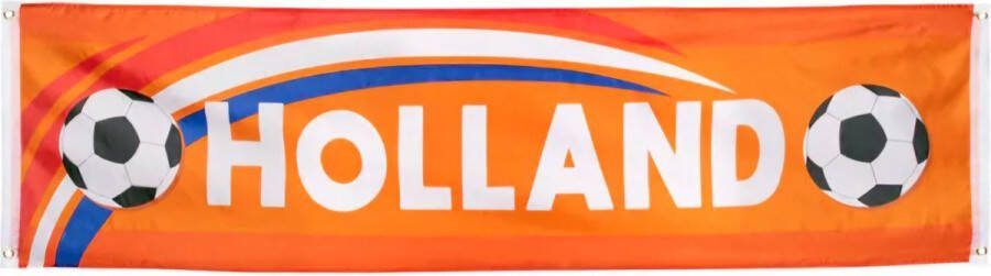 Feestwaren Banner Holland 180 bij 50 cm. Voetbal WK EK. Koningsdag Eurovision Buitengebruik
