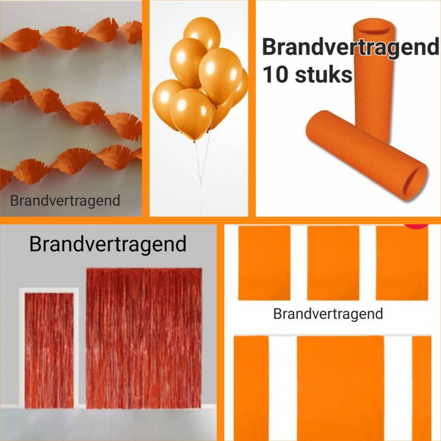 Feestwaren Feestpakket Oranje BRANDVERTRAGEND BRANDVEILIG Horeca Feestversiering Koningsdag Voetbal WK EK Verjaardag Themafeest