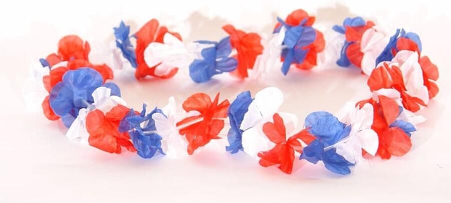 Feestwaren Rood Wit Blauw Bloemenslinger Bloemenkrans Toppers Hawaii Carnaval Voetbal Nederlands Elftal NK WK Koningsdag