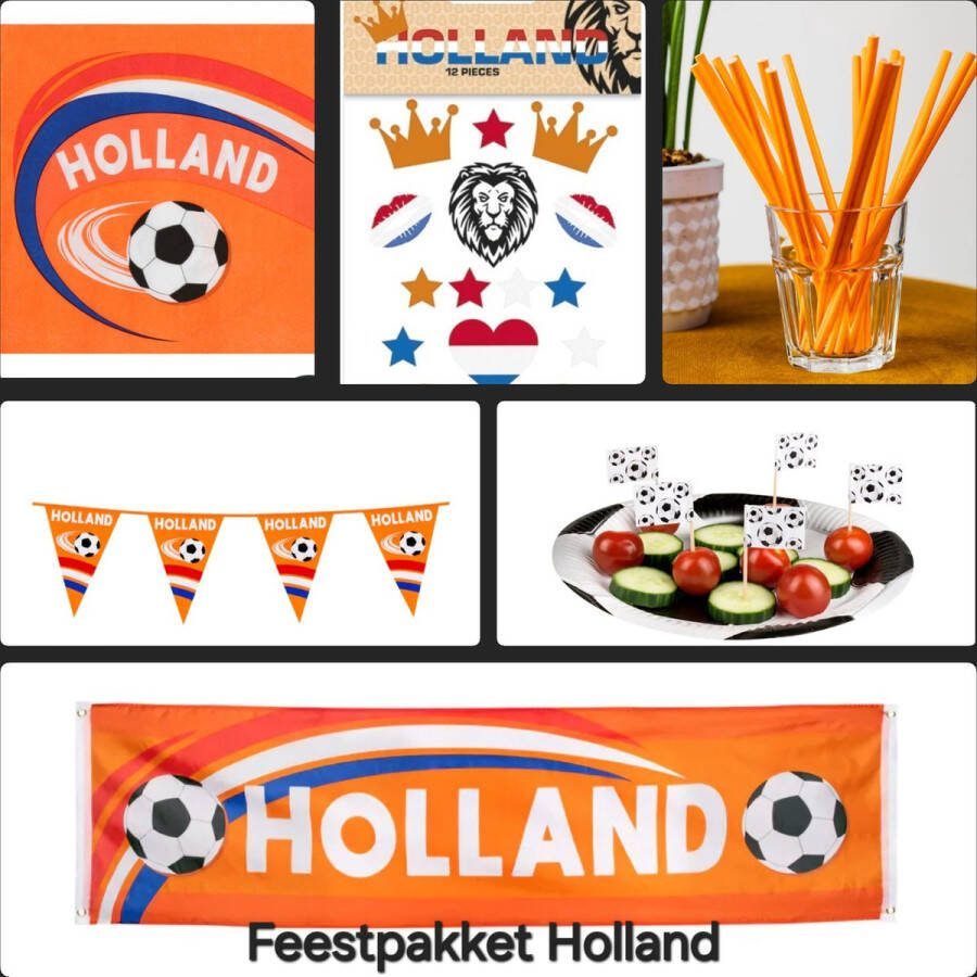 Feestwaren Oranje Voetbal Feest Versierpakket. EK WK Nederlands Elftal Themafeest Verjaardag Versiering