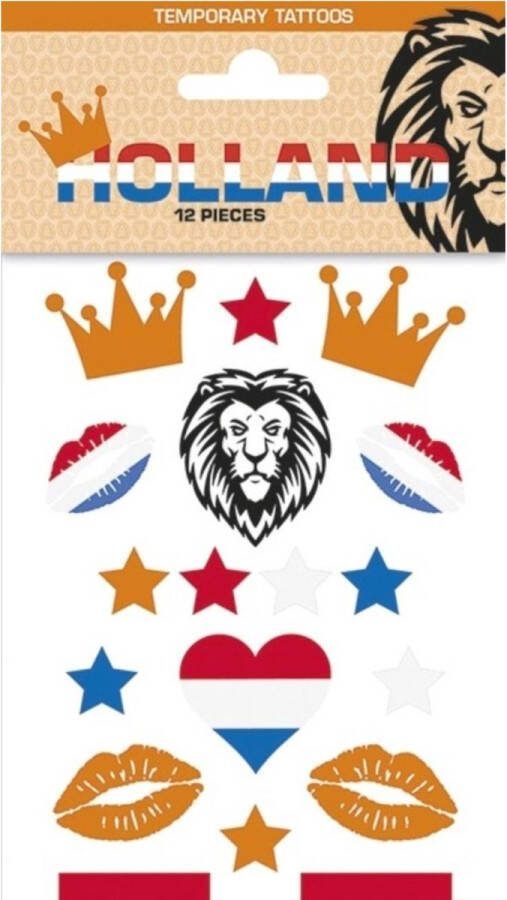 Feestwaren Tattoo sticker EK Nederland Holland Koningsdag Verjaardag Voetbal Kinderen en Volwassenen Eurosongfestival