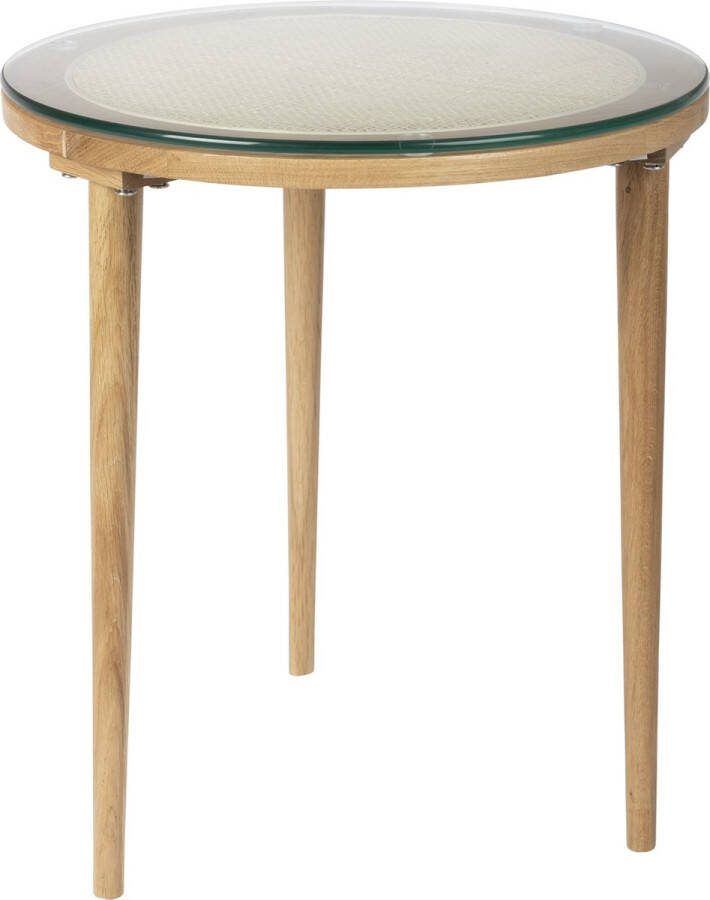 Housecraft Living Housecraft Haru Bijzettafel Rond Glas Hout 45x45 cm Naturel