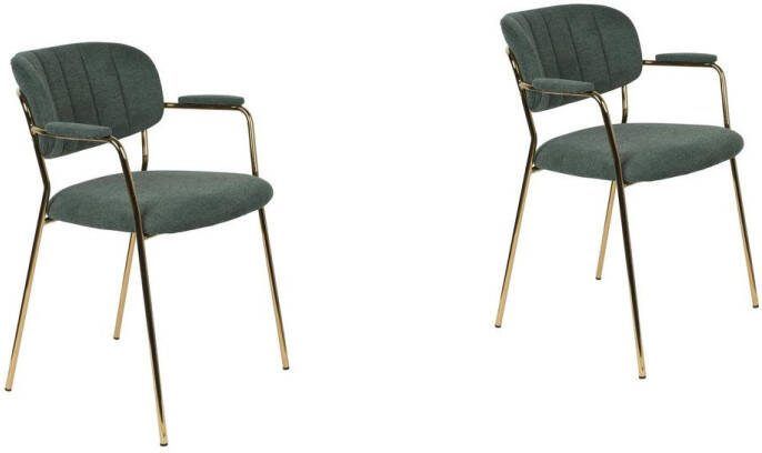 Housecraft Living Housecraft Jolien Eetkamerstoelen Goud|Dondergroen Set van 2