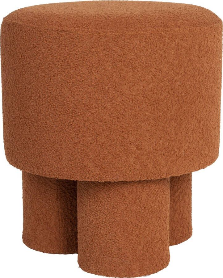 Housecraft Living Housecraft Marcos Kruk Poef Bouclé Rood Bruin