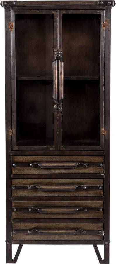 Housecraft Living Housecraft Otis Kast Vitrinekast Hoog Vintage Ijzer Zwart