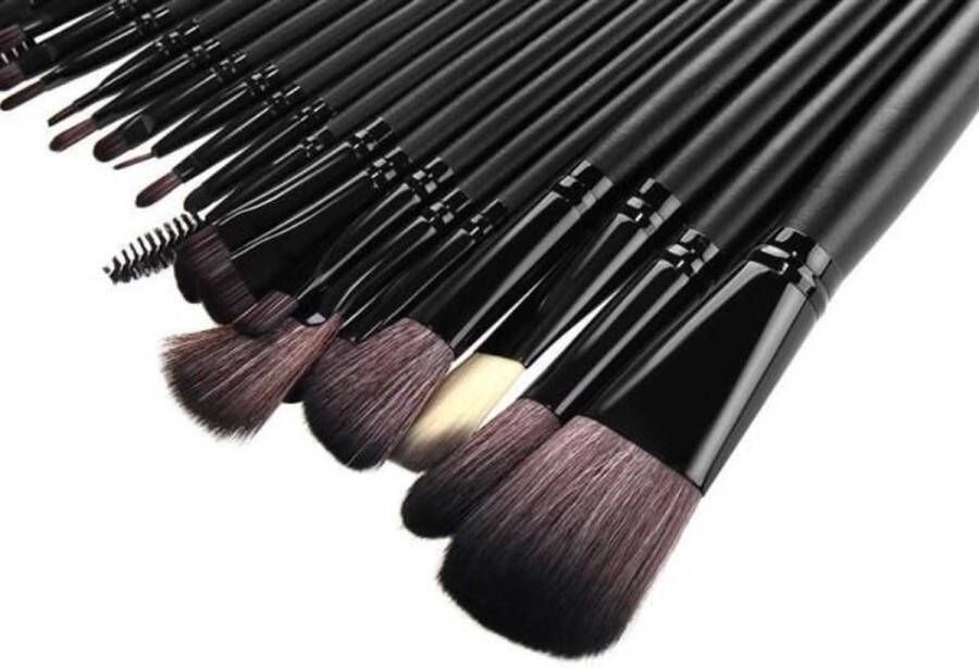 Felizdecorations Make up kwasten set 24-delig Zwart Reisetui Beauty Kwasten set