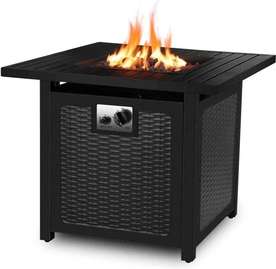 Femor AN-Shop Gas Vuurkorf Vuurtafel voor Buiten – Vuurtafel Brandtafel Vuurmeubel Terrashaard Zonder Rook Vuurkorf Vuurtafel Op Gas Met Waterdichte Beschermhoes Propaan Gas