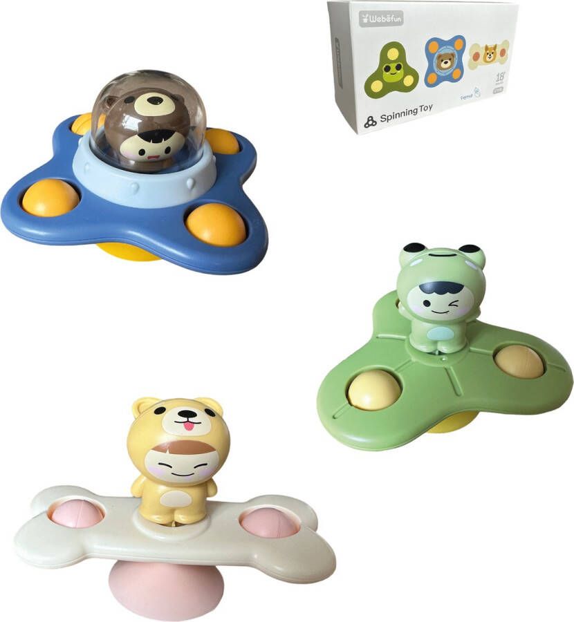 FEMUR Spinner Fidget Badspeelgoed Baby Spinner 3 stuks Speelgoed Poppetjes Fun Rage Zuignap Sensorisch Speelgoed Kinderen Kerst