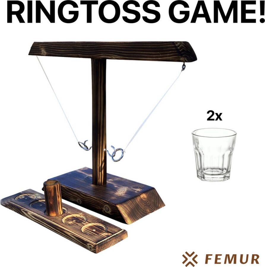 FEMUR ️ Ring Toss Game – Inclusief 2 Shotglaasjes Drank Spelletjes – Gezelschapsspel – Drankspel TikTok – Ring Gooien – Shot Spel Ringtoss